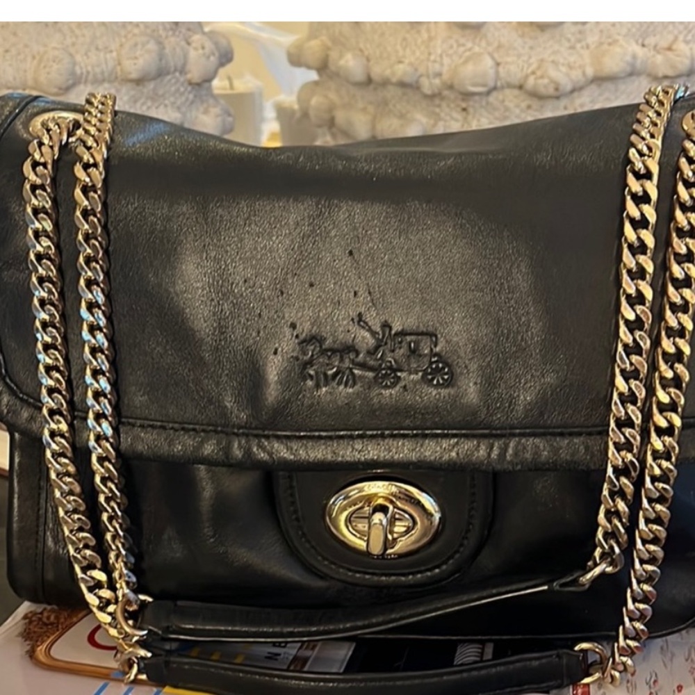 Coach Large Ranger Flap Smooth Crossbody Black Leather Shoulder Bag